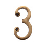 M Marcus Heritage Brass Numeral 3 - Face Fix 76mm Slimline font